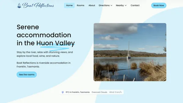 Huon Valley Accommodation, Boat Reflections