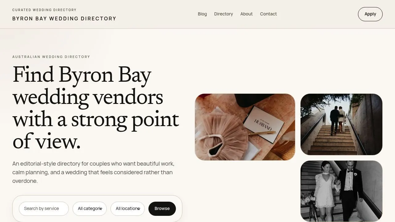 Byron Bay Wedding Directory — find wedding vendors in Byron Bay