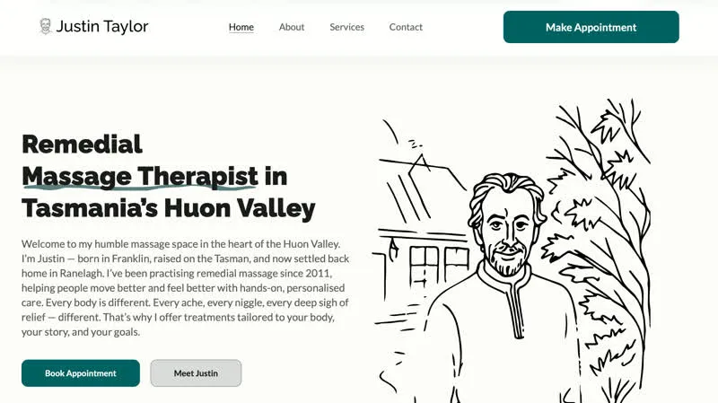 Justin Taylor, a massage therapist in Tasmania