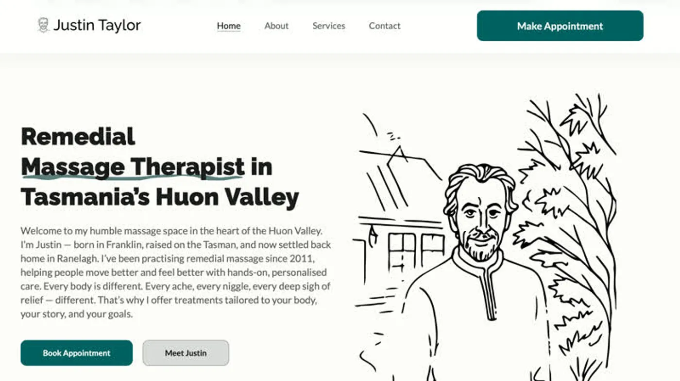 Justin Taylor, a massage therapist in Tasmania