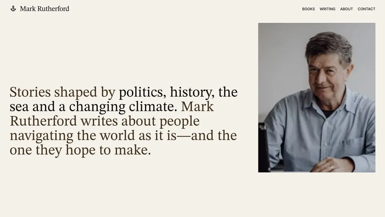 Mark Rutherford Writes homepage, featuring author Mark Rutherford and his fiction