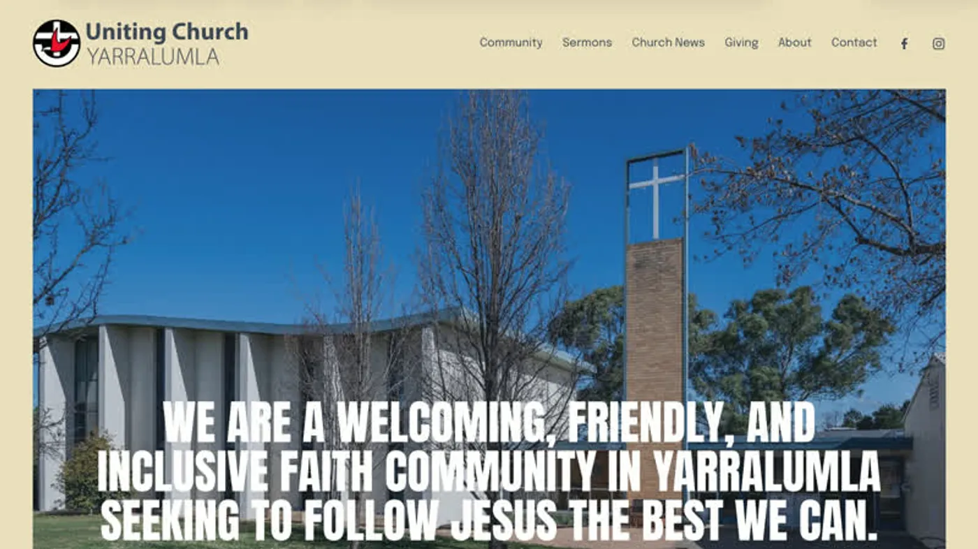 Homepage for a local Canberra church